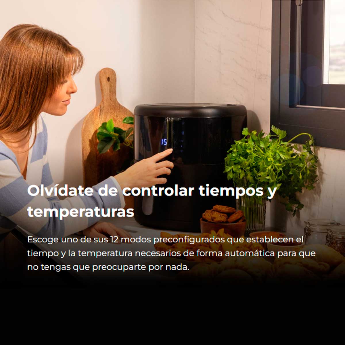 Freidora de aire Cecotec Cecofry Bombastik 6000 1700W 6L 12 modos de cocinado negro características 2