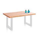 Mesa de comedor Loft fija roble Nordish/blanco 100x160x75 cm detalle lateral