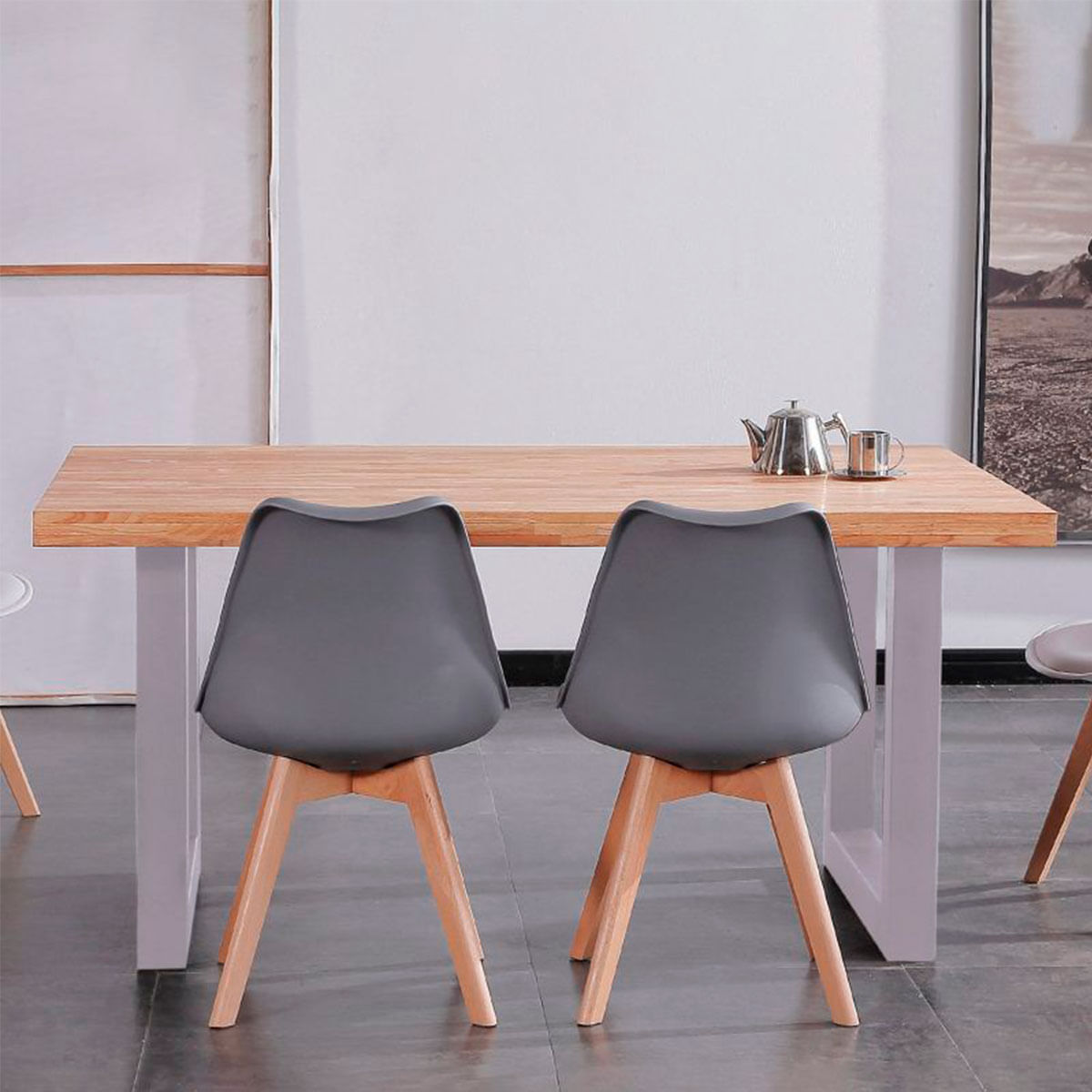 Mesa de comedor Loft fija roble Nordish/blanco 100x160x75 cm ambientada 2