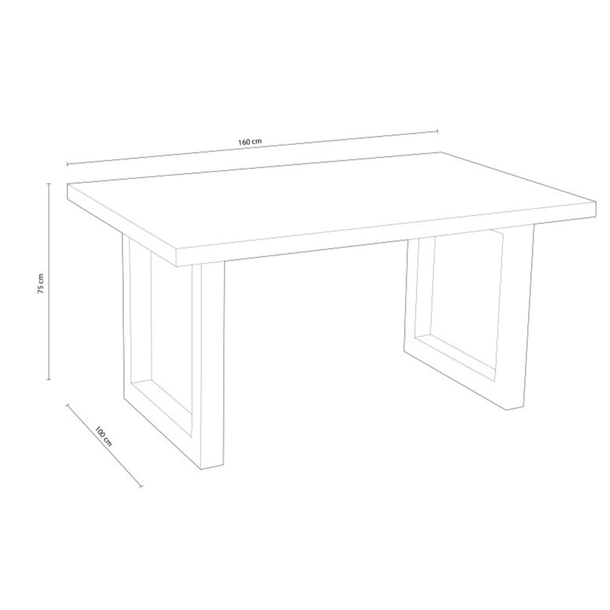 Mesa de comedor Loft fija roble Nordish/blanco 100x160x75 cm medidas