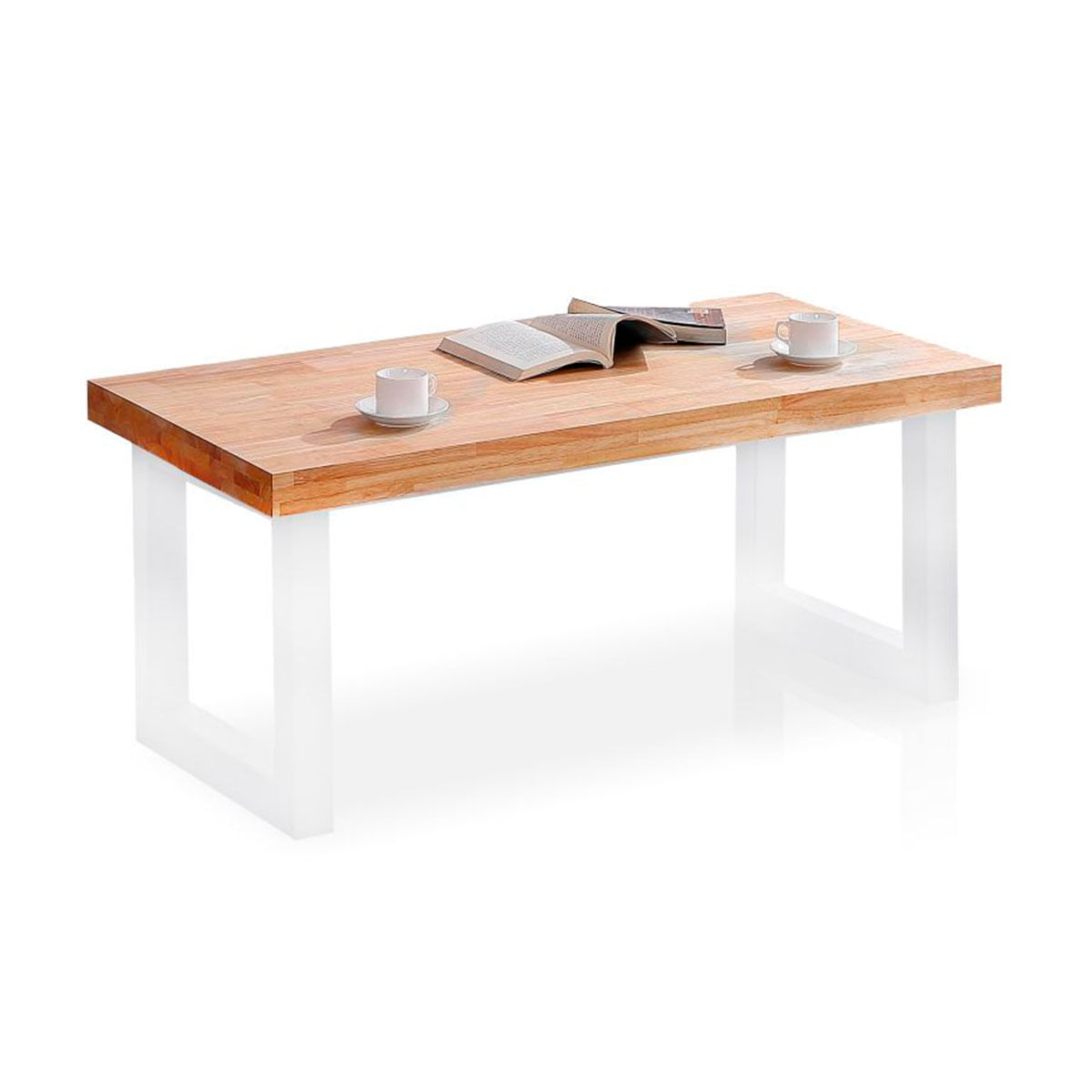 Mesa de centro elevable Loft con hueco de almacenaje roble Nordish/blanco 47,5-62x120x60 cm fondo blanco