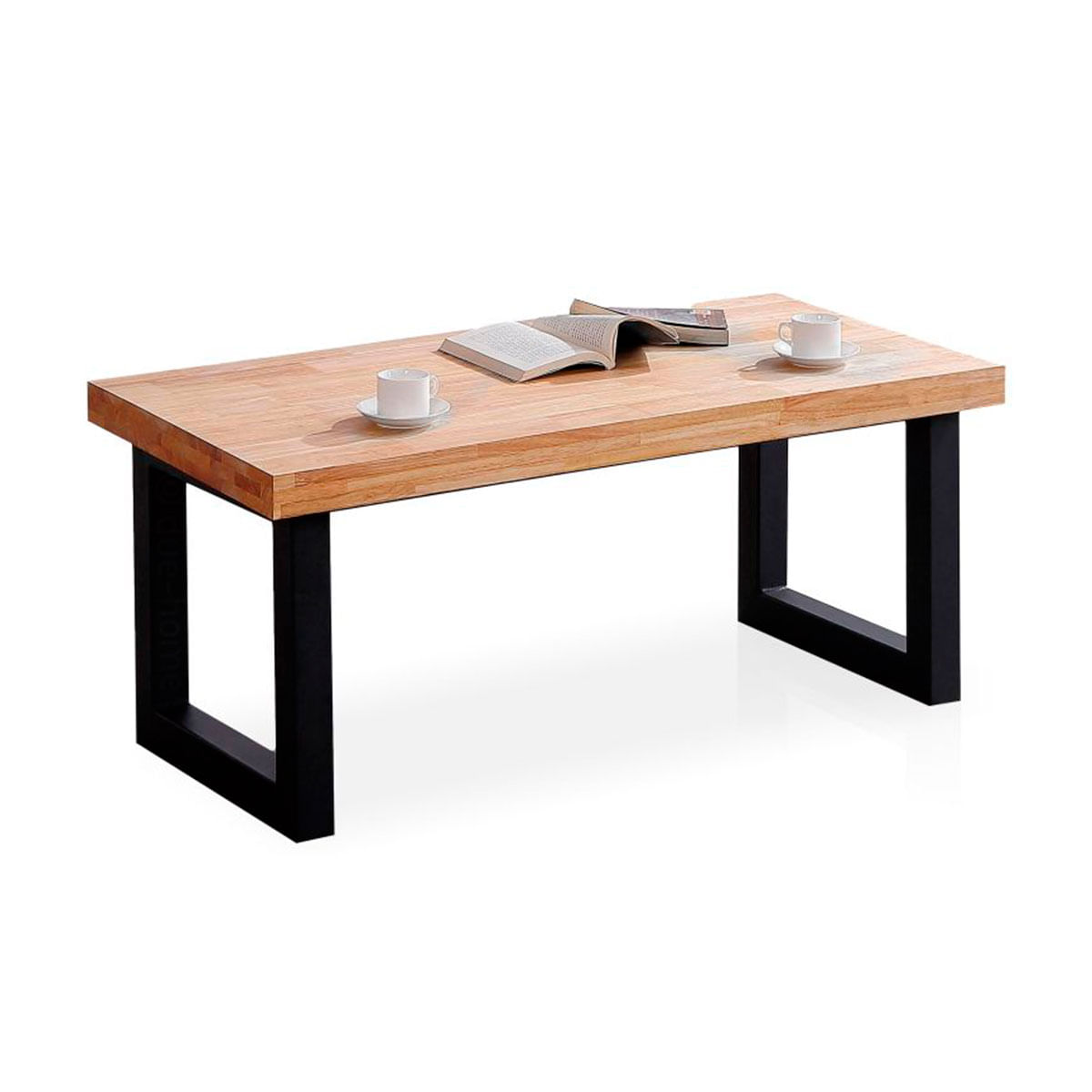 Mesa de centro elevable Loft con hueco de almacenaje roble Nordish/negro 47,5-62x120x60 cm fondo blanco