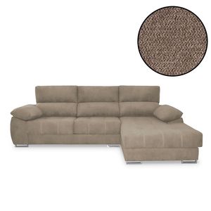 Sofá chaiselongue Paolo con USB tela Bronx 100x300x95 cm