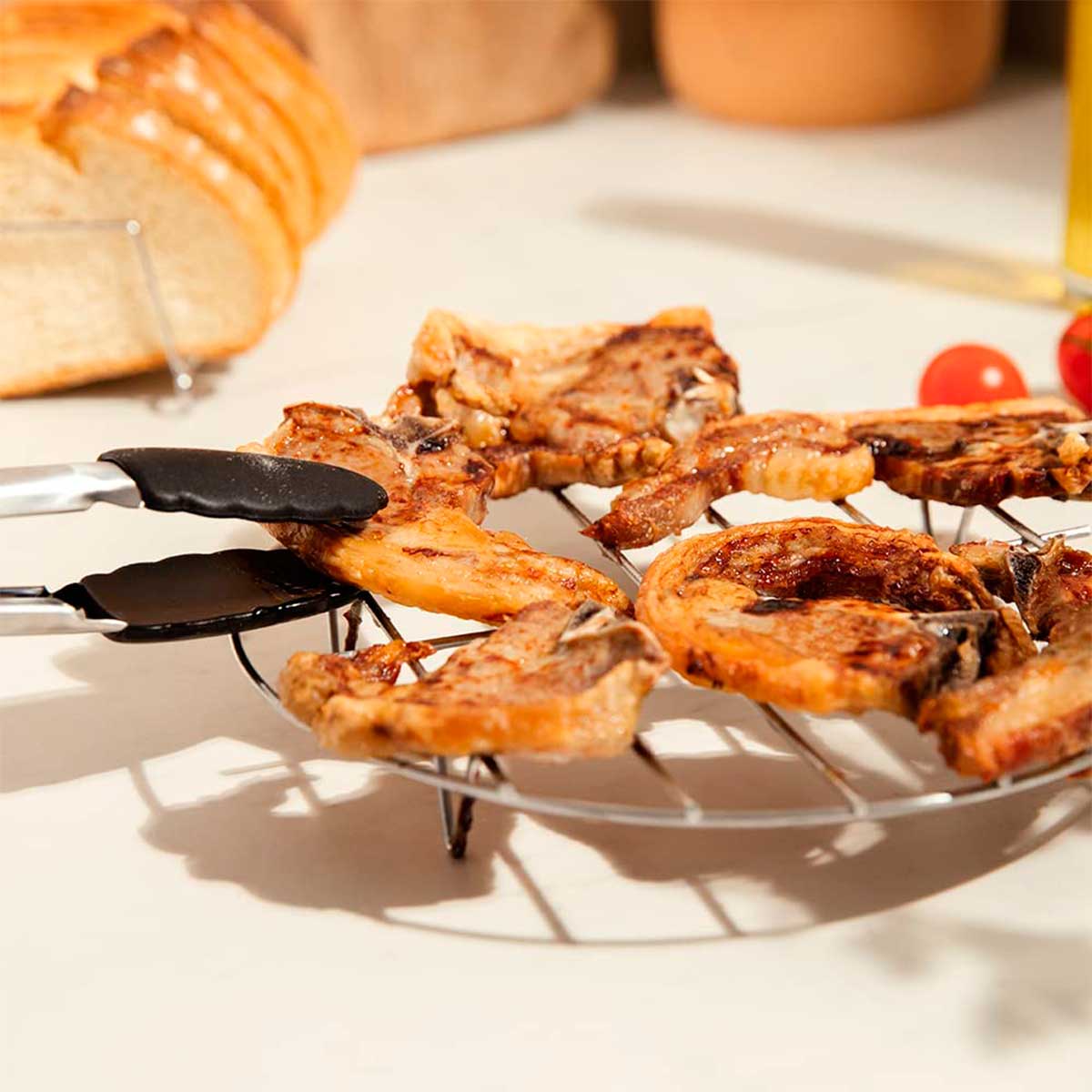 Set de 8 accesorios para freidora de Aire Cecotec Cecofry Pack Accessories libres de BPA negro/inox detalle rejilla