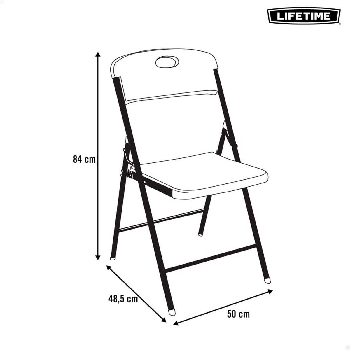 Silla plegable Lifetime uso interior y exterior con asa de transporte negro 84x50x48,5 cm medidas