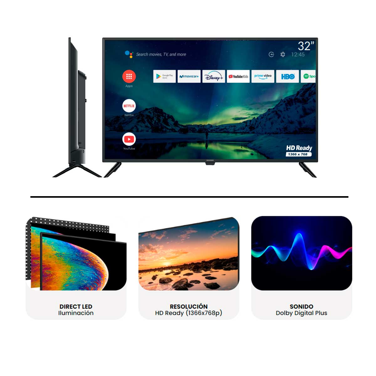 Televisor Smart TV Infiniton INTV-32AF430 32'' HD Ready DLED Android 9 ...