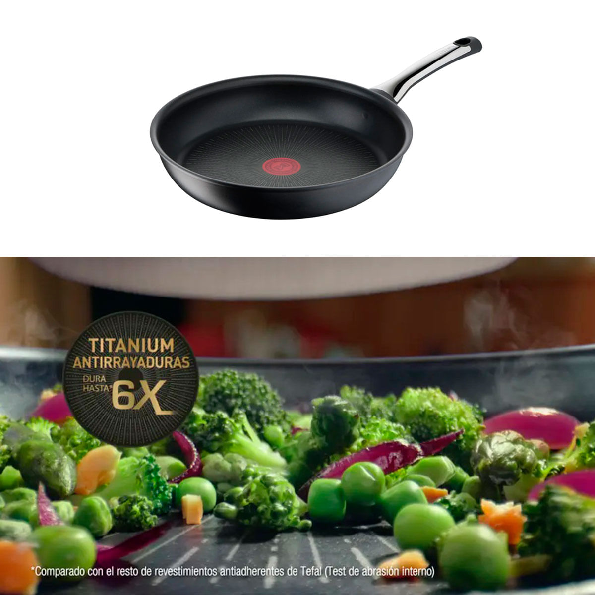 Sartén Excellence Tefal revestimiento de titanio antiadherente sistema Thermo-Fusion+ negro 24 cm detalle revestimiento