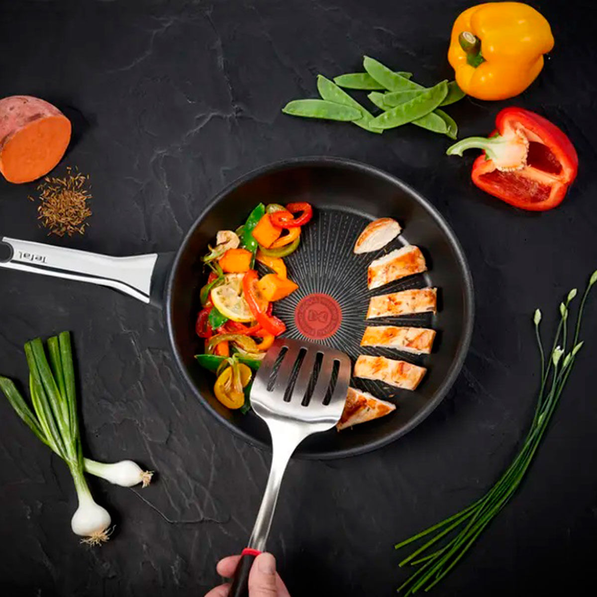 Sartén Excellence Tefal revestimiento de titanio antiadherente sistema Thermo-Fusion+ negro 24 cm ambientada 1