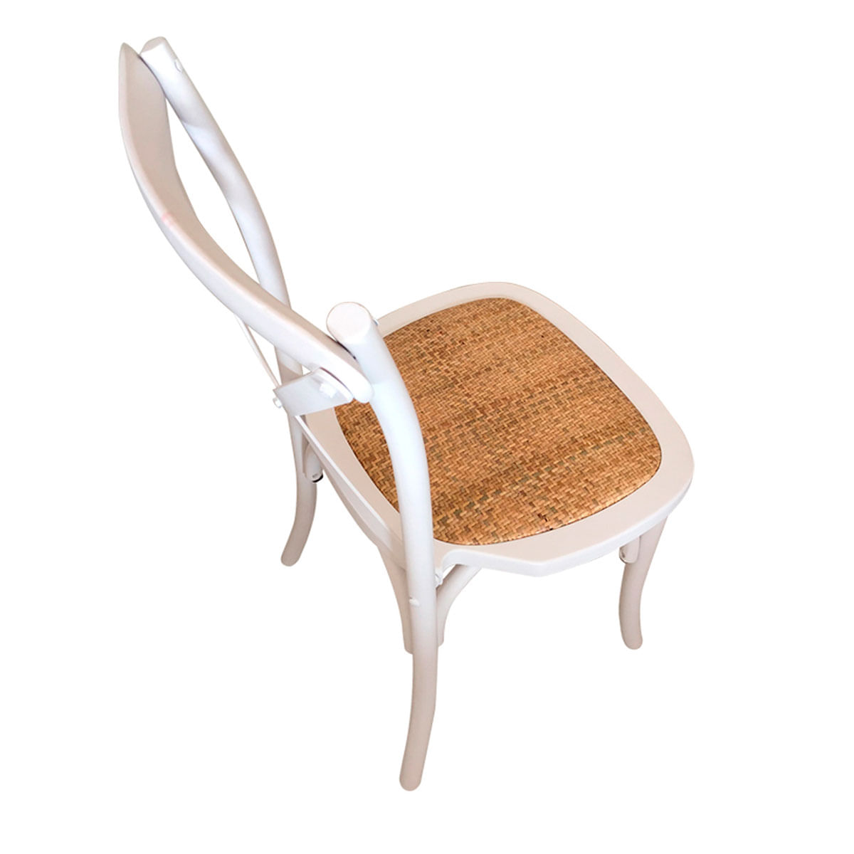 Pack de 2 sillas de comedor Provenza madera sostenible y ratán blanco vista cenital