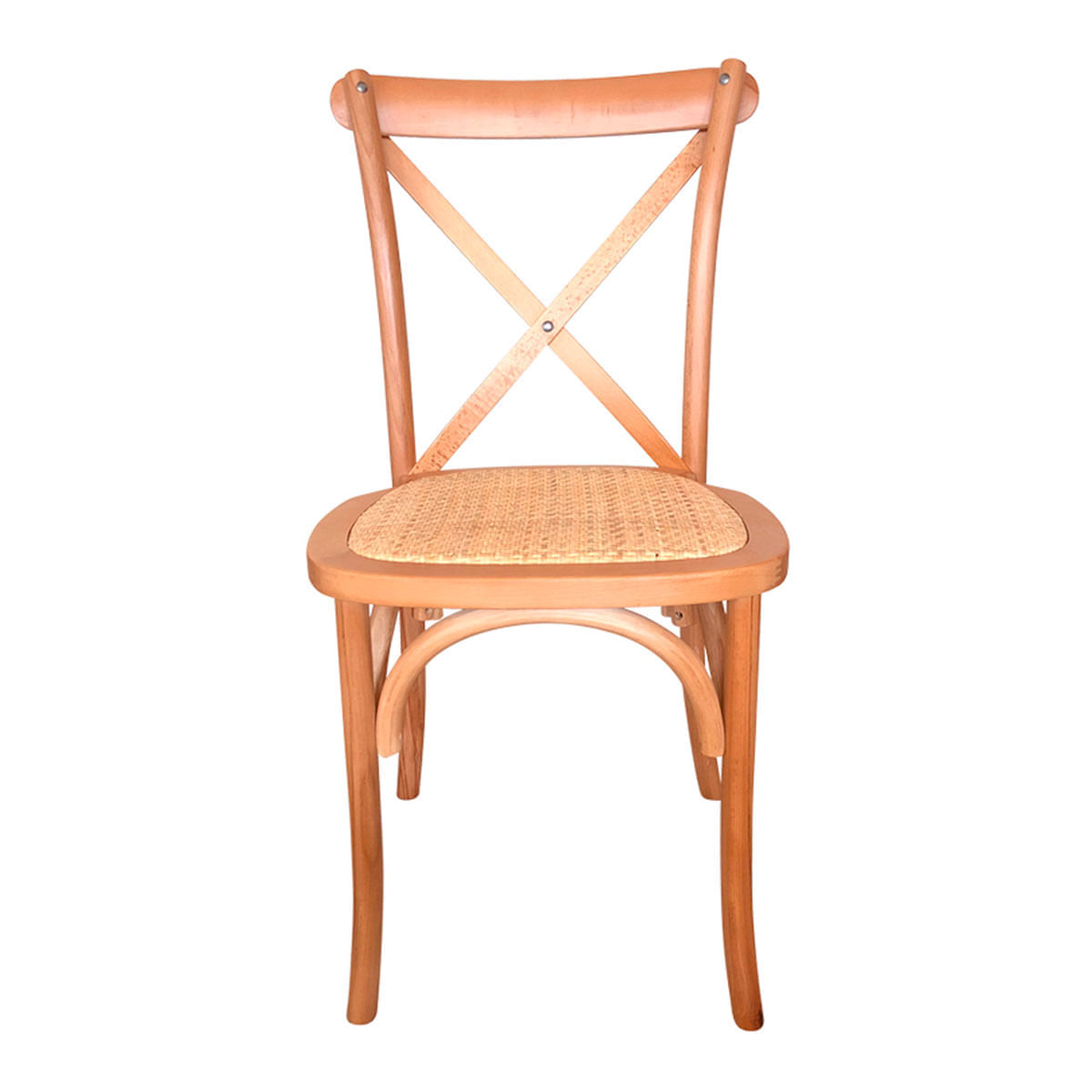 Pack de 2 sillas de comedor Provenza madera sostenible y ratán natural claro frontal