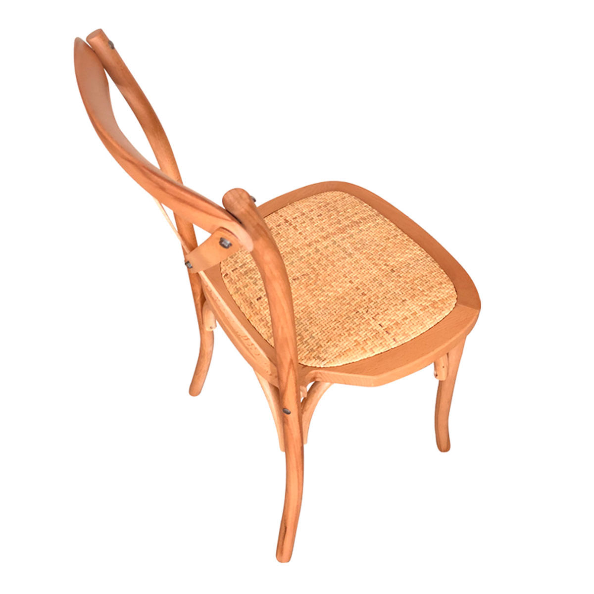 Pack de 2 sillas de comedor Provenza madera sostenible y ratán natural claro vista cenital