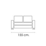 Sofá Alaska 2 plazas tela Cowboy reposapiés elevable gris 103x155x93 cm medidas