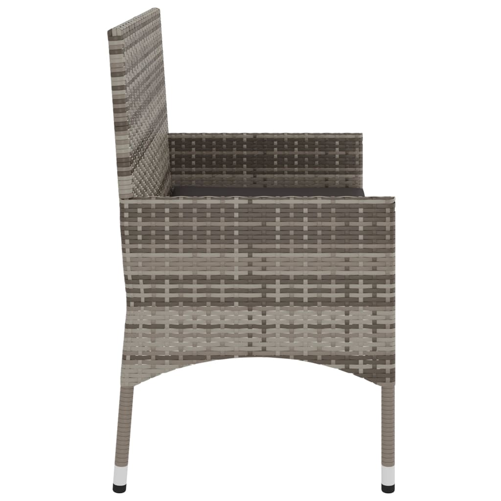 Banco de jardín 2 plazas estructura de ratán con cojines gris 85x90x51 cm detalle 4