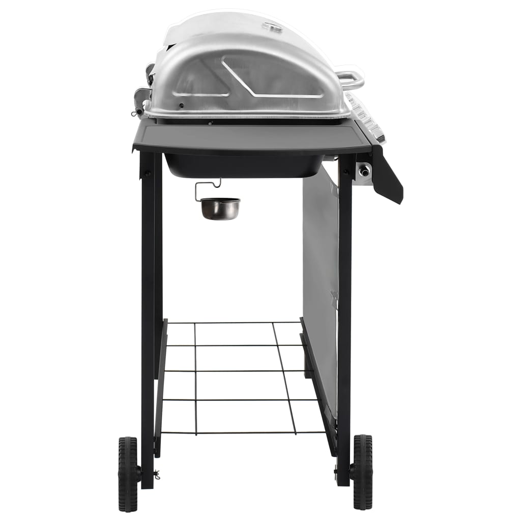 Barbacoa de gas VidaXL 12000W 6 fogones con tapa protectora negro/plata detalle 3