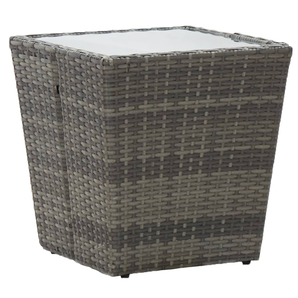 Conjunto de jardín VidaXL 2 sillones 1 mesita de ratán gris detalle 6