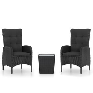 Conjunto de jardín VidaXL 2 sillones reclinables+1 mesita de ratán
