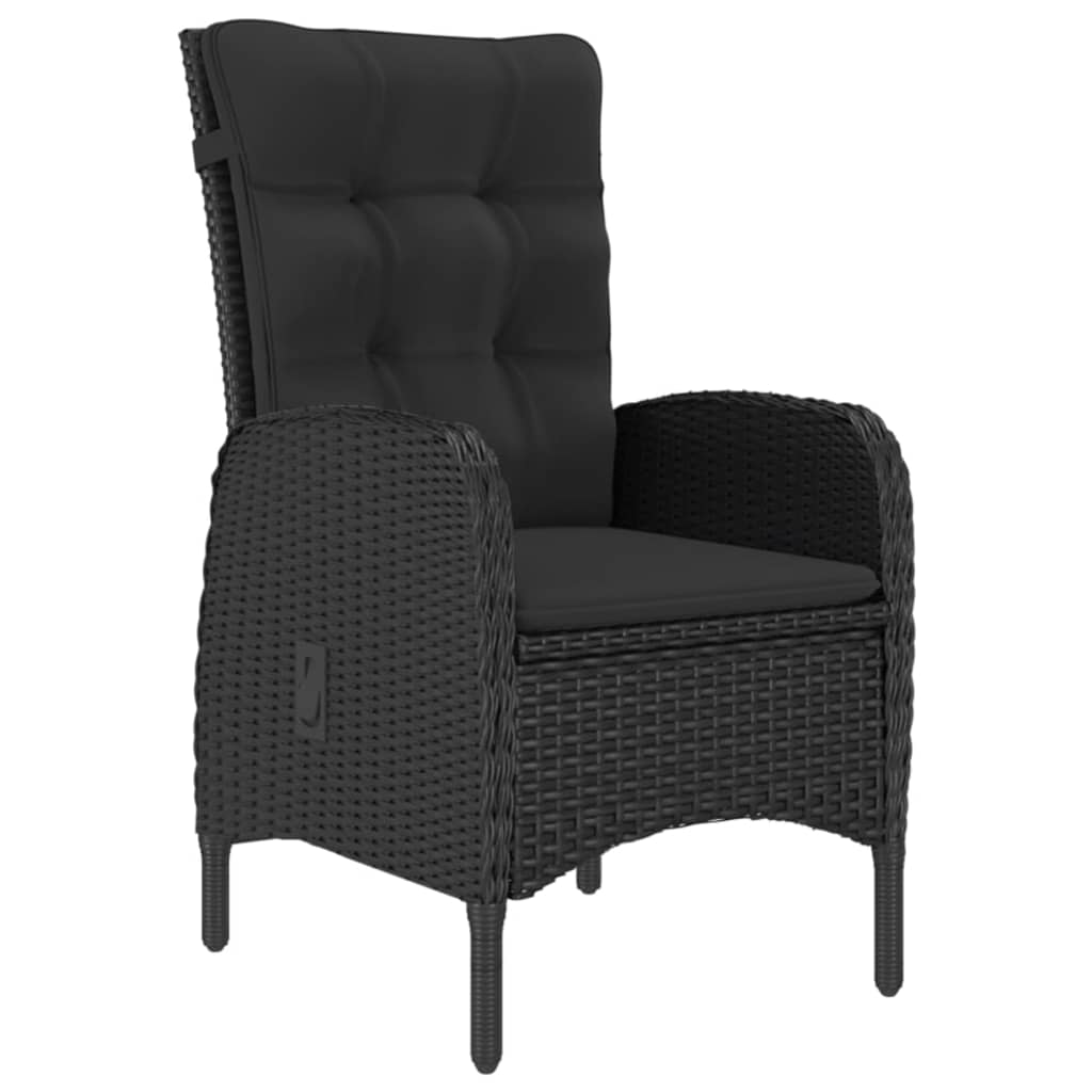 Conjunto de jardín VidaXL 2 sillones reclinables 1 mesita de ratán negro detalle 4