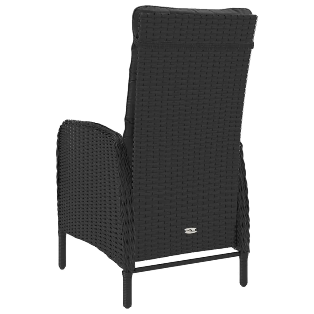Conjunto de jardín VidaXL 2 sillones reclinables 1 mesita de ratán negro detalle 6