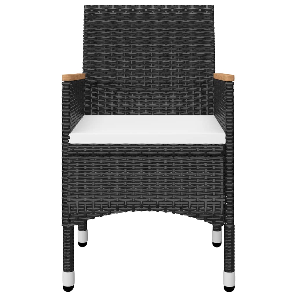 Conjunto de jardín VidaXL 2 sillones 1 mesita ratán y madera maciza de acacia negro/natural detalle 4