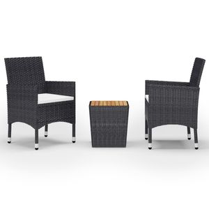 Conjunto de jardín VidaXL 2 sillones+1 mesita ratán y madera maciza de acacia