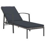 Conjunto de jardín VidaXL 2 tumbonas 1 mesita ratán gris detalle 2