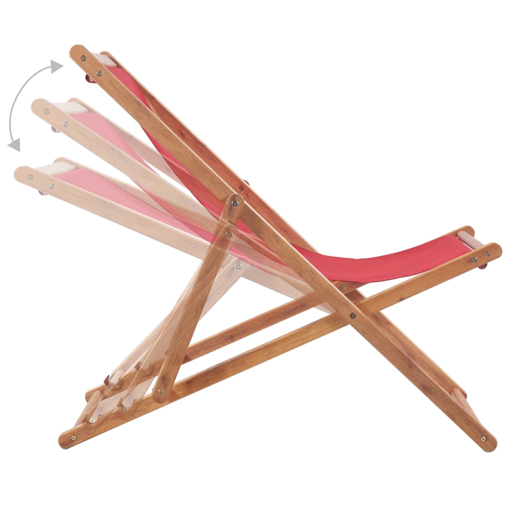 Silla de playa VidaXL plegable con respaldo reclinable rojo 90x60,5x98,5 cm detalle 5