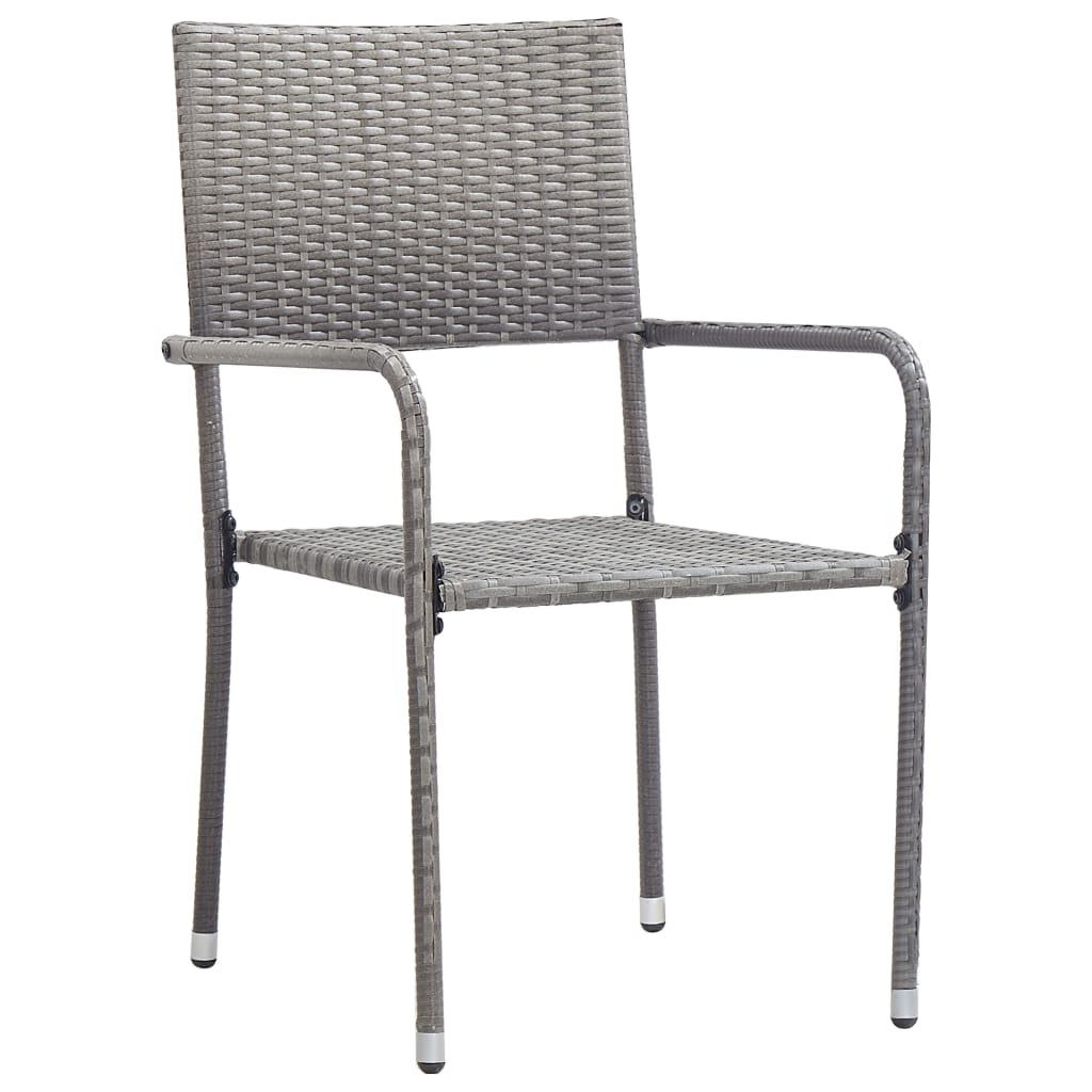 Pack de 4 sillas de jardín VidaXL apilables con asiento de ratán PE gris detalle 2