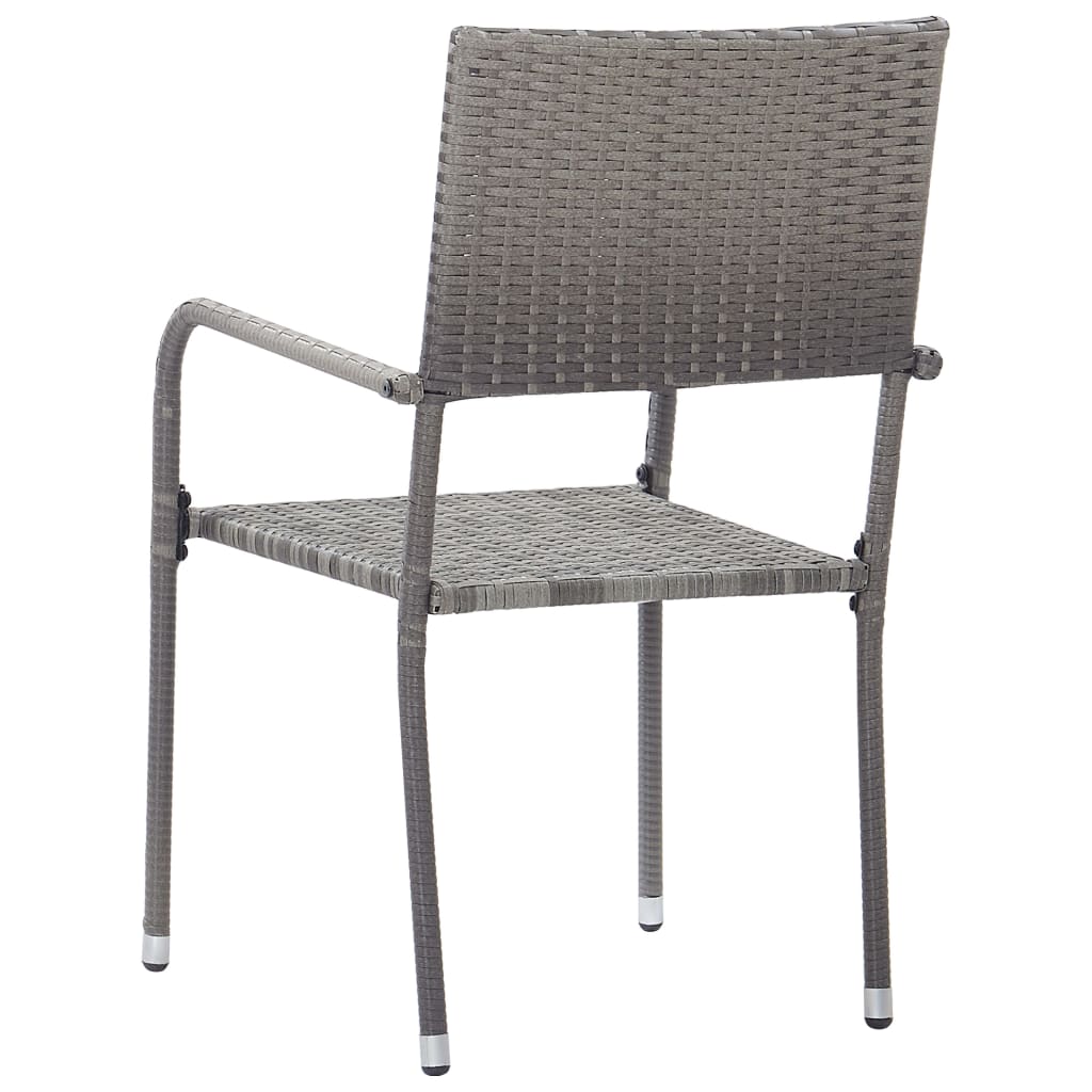 Pack de 4 sillas de jardín VidaXL apilables con asiento de ratán PE gris detalle 4
