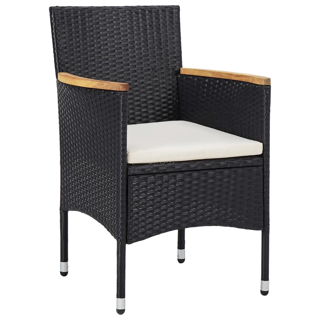 Conjunto de jardín VidaXL 2 sillones+1 mesa tapa vidrio negro/natural detalle 3