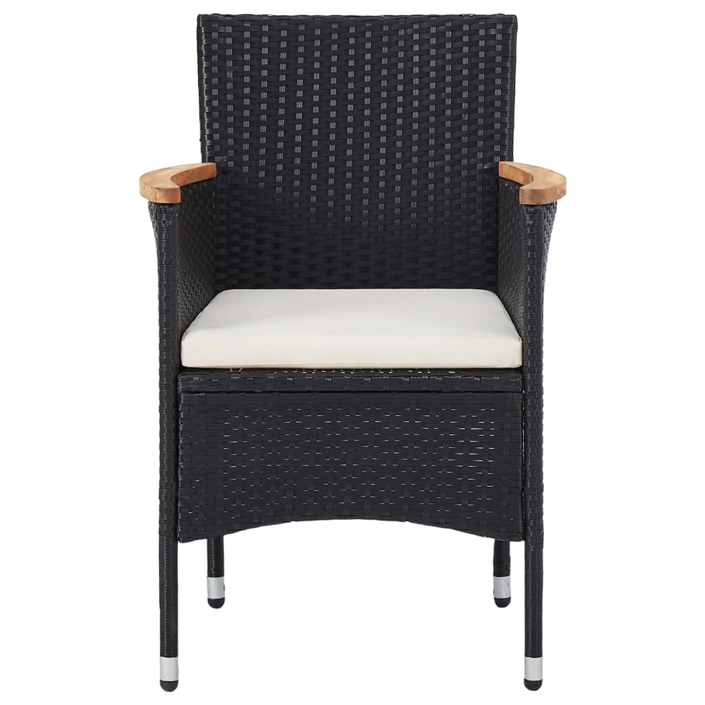 Conjunto de jardín VidaXL 2 sillones+1 mesa tapa vidrio negro/natural detalle 4