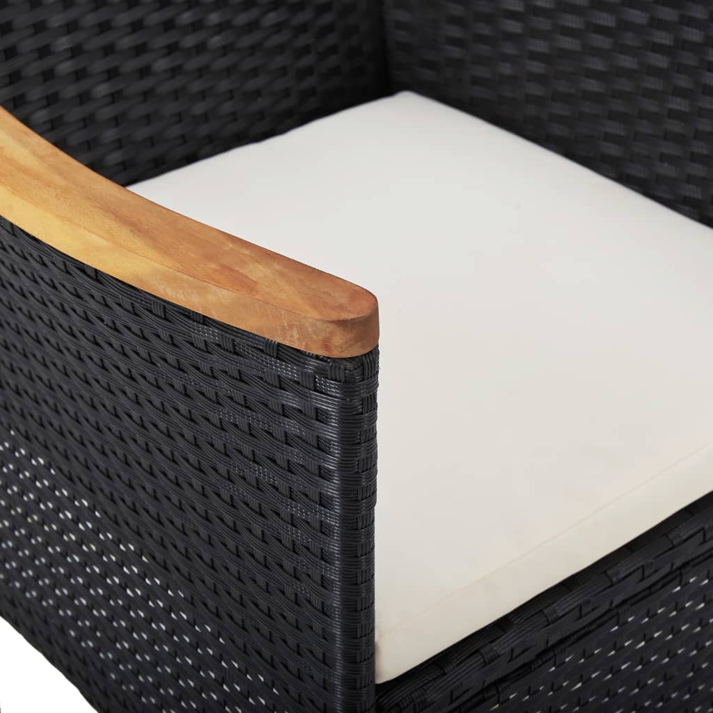Conjunto de jardín VidaXL 2 sillones+1 mesa tapa vidrio negro/natural detalle 7