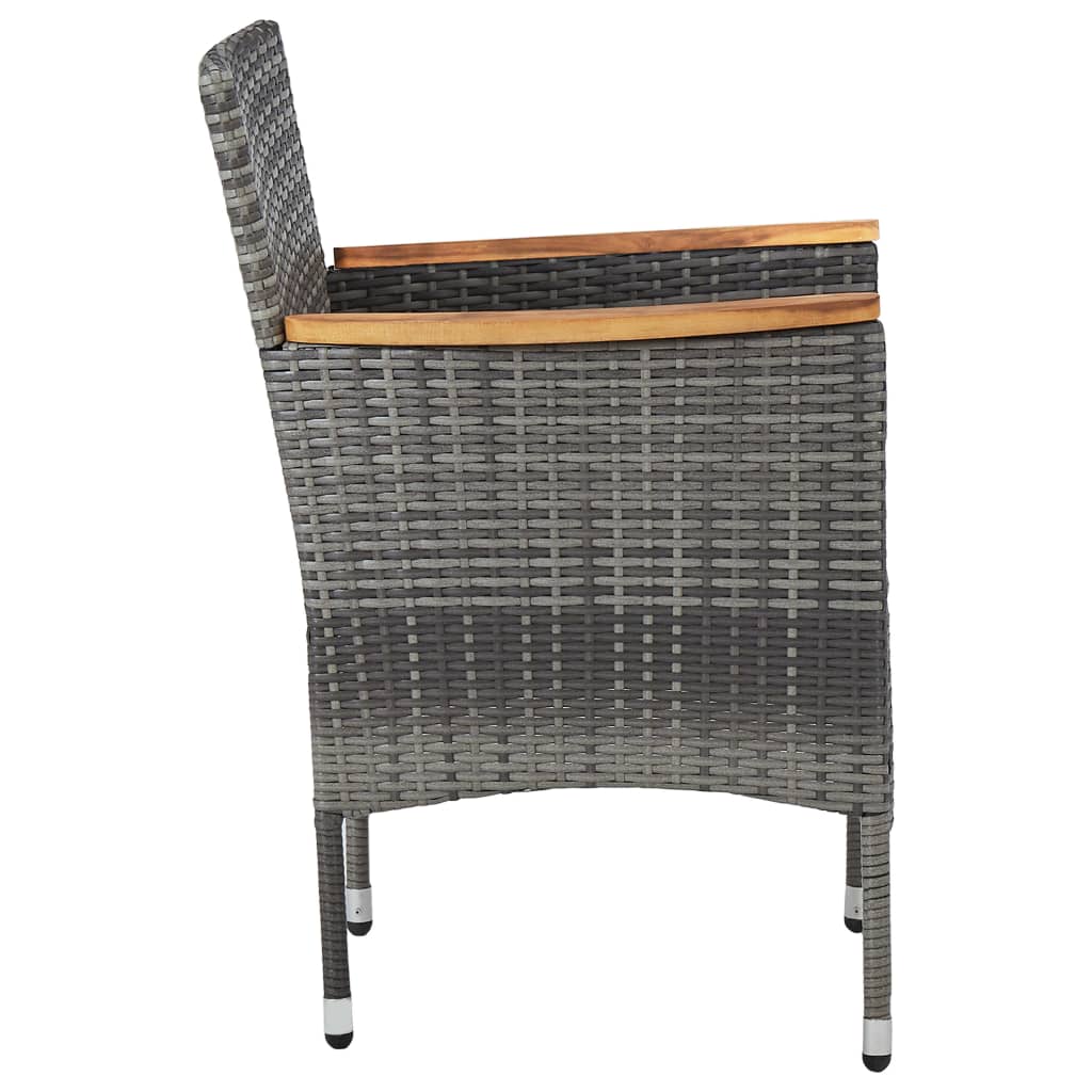 Conjunto de jardín VidaXL 2 sillones+1 mesa tapa vidrio gris/natural detalle 5