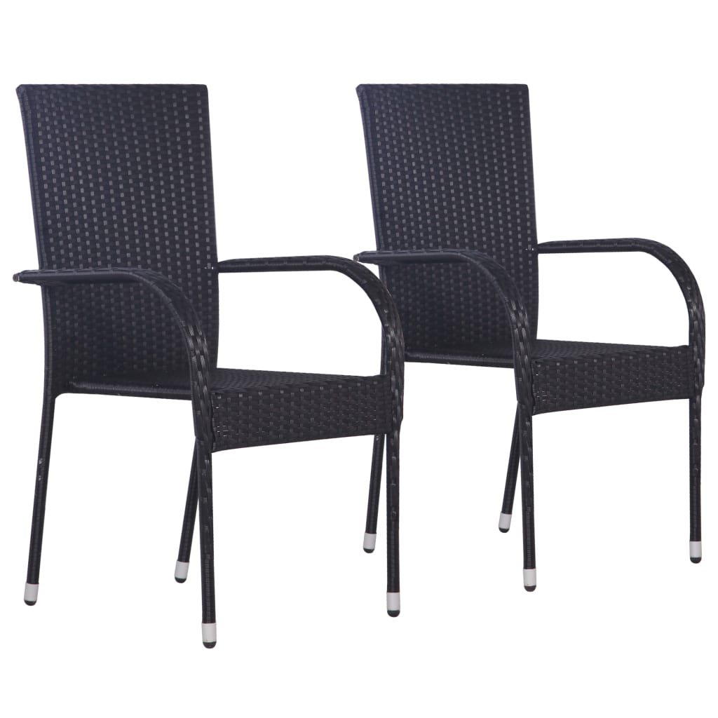 Conjunto de jardín VidaXL 2 sillas+1 mesa tapa vidrio negro detalle 2
