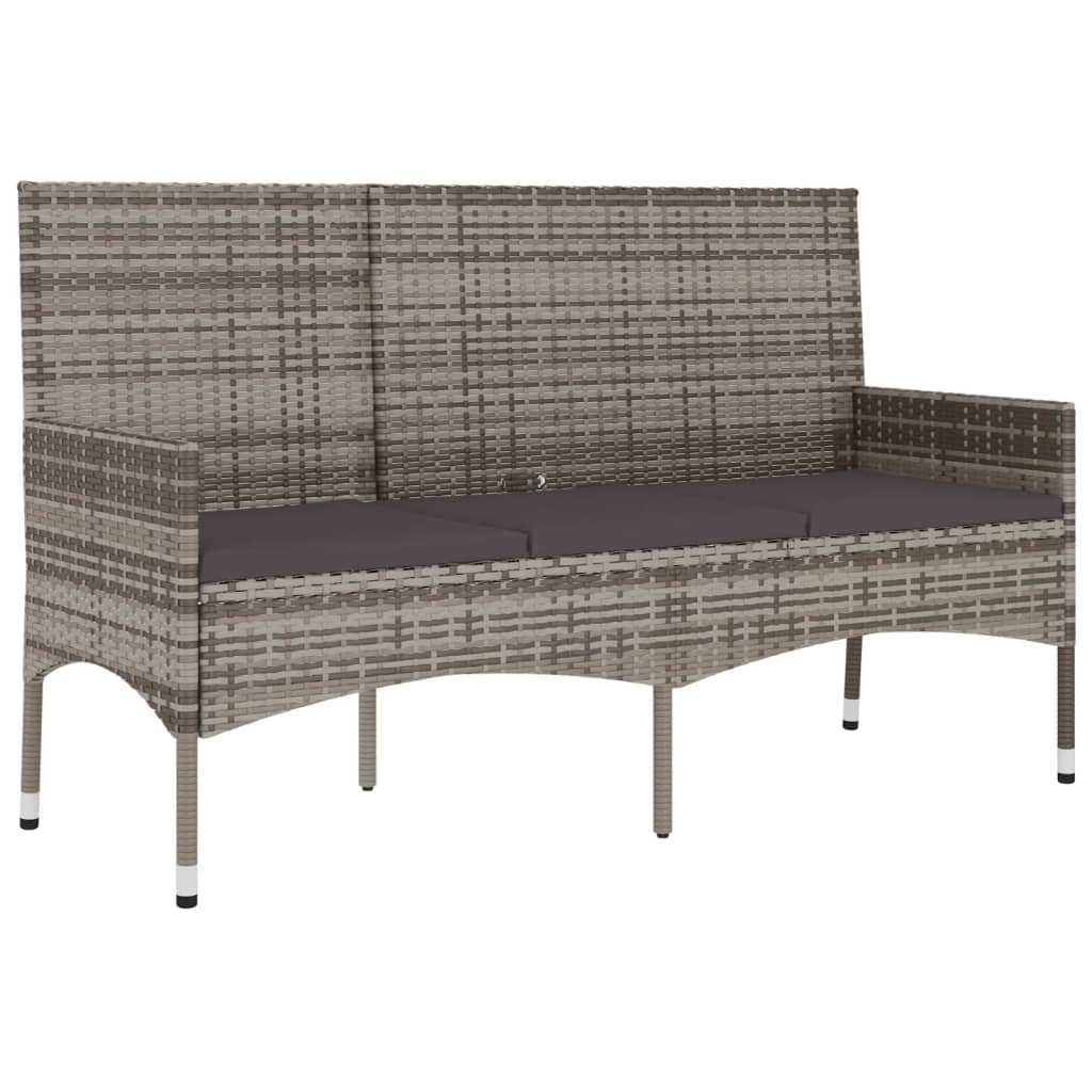 Banco de jardín VidaXL 3 plazas con cojines gris 85x140x51 cm detalle 1