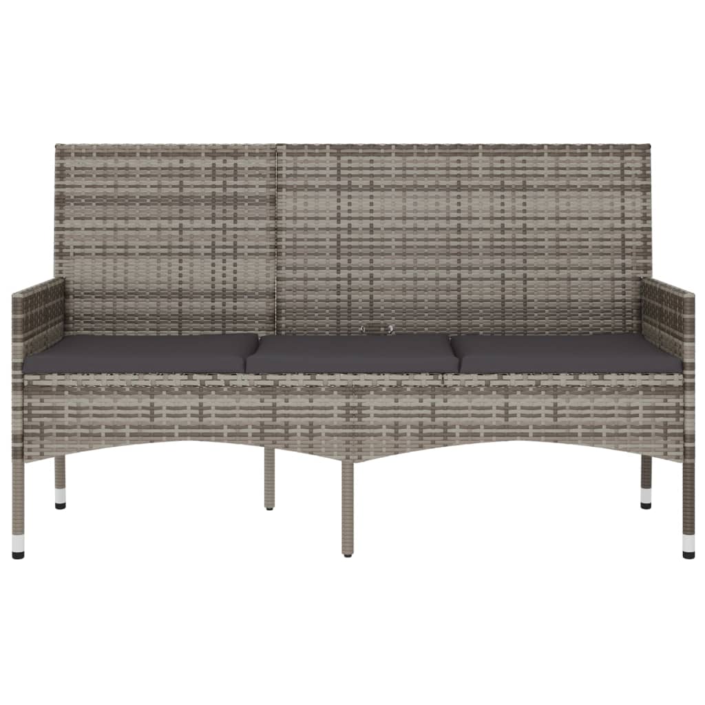 Banco de jardín VidaXL 3 plazas con cojines gris 85x140x51 cm detalle 2