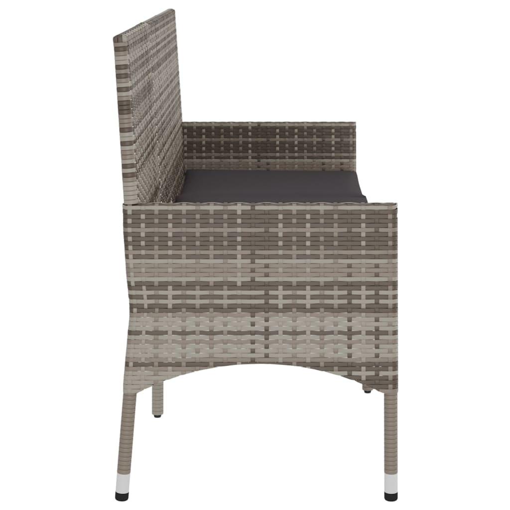 Banco de jardín VidaXL 3 plazas con cojines gris 85x140x51 cm detalle 3