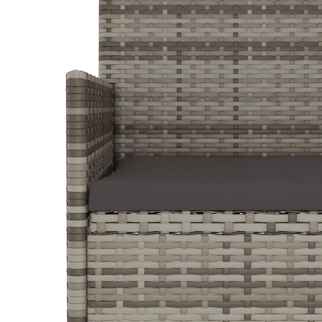 Banco de jardín VidaXL 3 plazas con cojines gris 85x140x51 cm detalle 5
