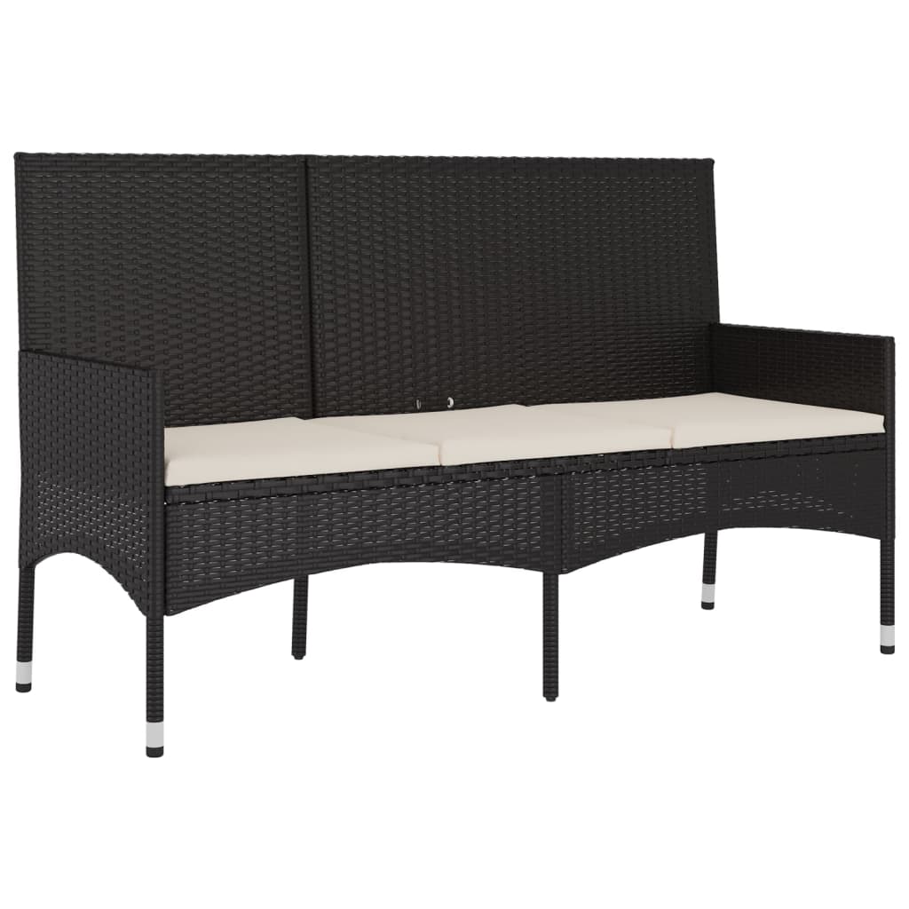 Banco de jardín VidaXL 3 plazas con cojines negro/crema 85x140x51 cm detalle 1