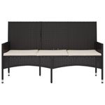 Banco de jardín VidaXL 3 plazas con cojines negro/crema 85x140x51 cm detalle 2