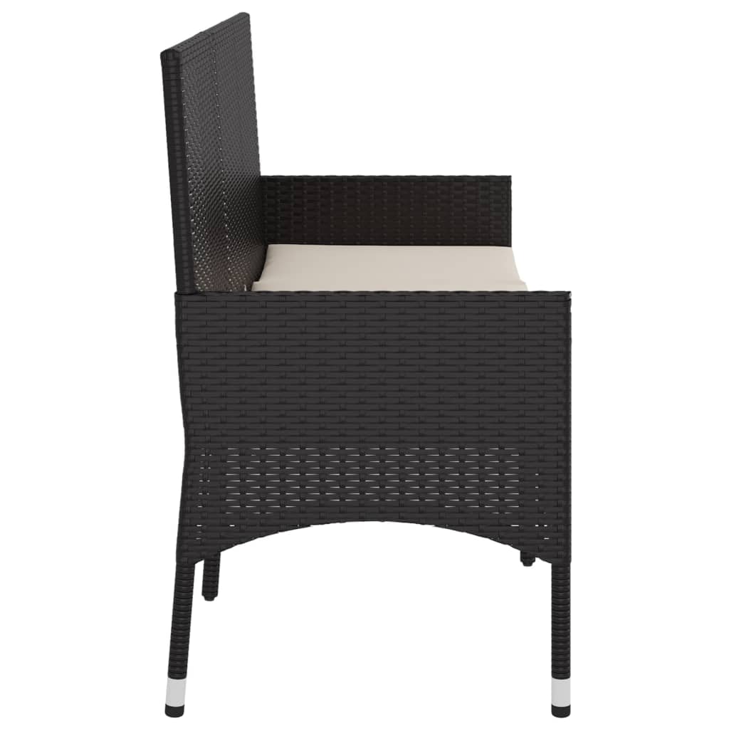 Banco de jardín VidaXL 3 plazas con cojines negro/crema 85x140x51 cm detalle 3