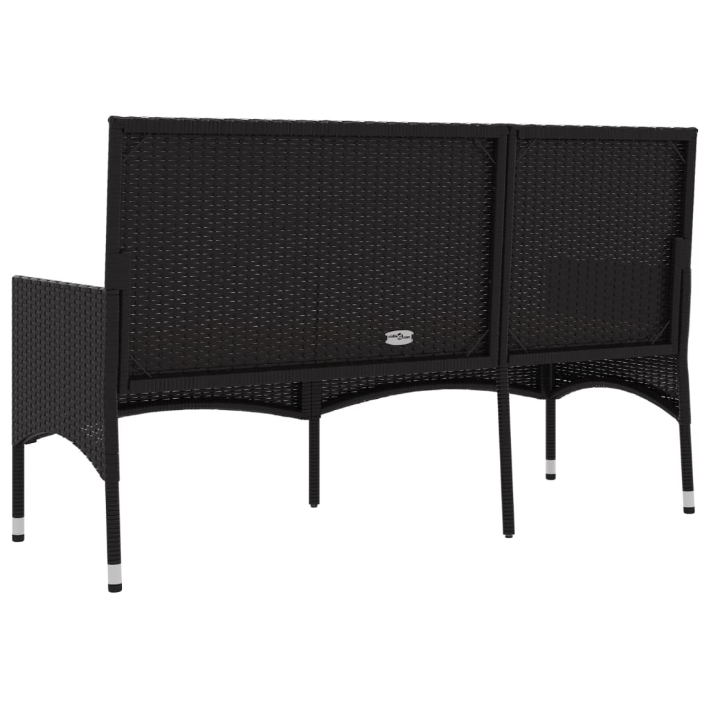 Banco de jardín VidaXL 3 plazas con cojines negro/crema 85x140x51 cm detalle 4