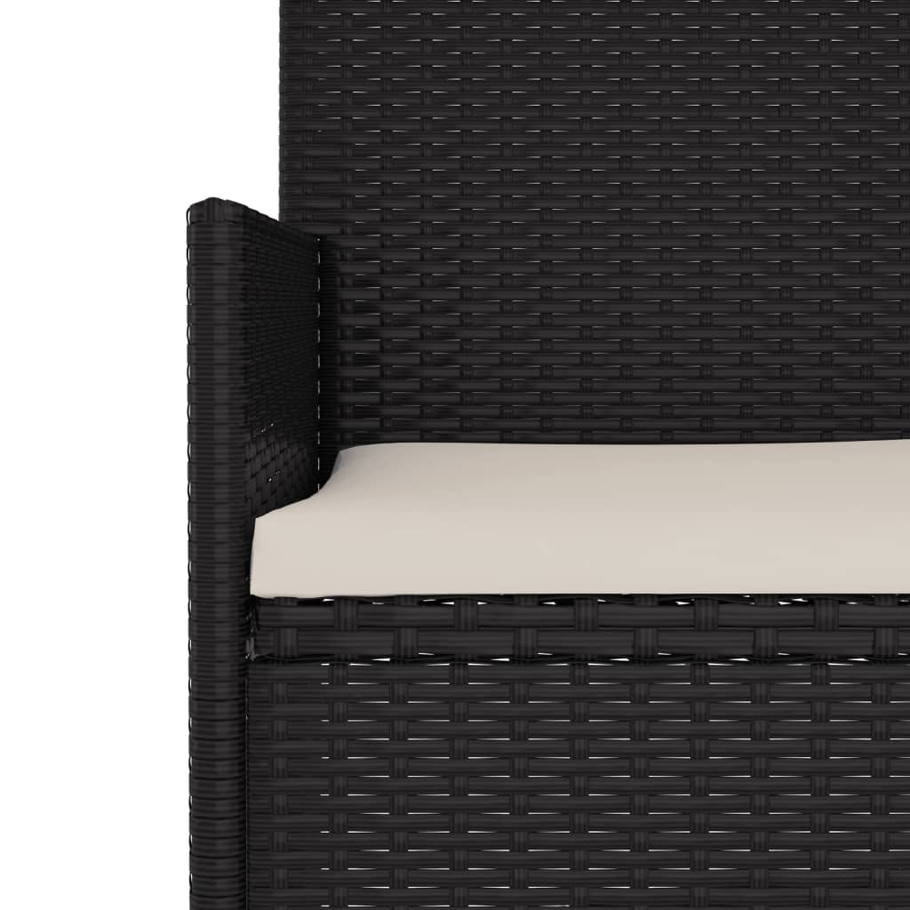 Banco de jardín VidaXL 3 plazas con cojines negro/crema 85x140x51 cm detalle 5