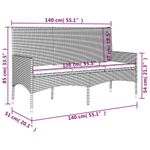 Banco de jardín VidaXL 3 plazas con cojines negro/crema 85x140x51 cm detalle 7