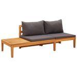 Pack de 2 bancos de jardín VidaXL 4 personas con cojines gris oscuro detalle individual