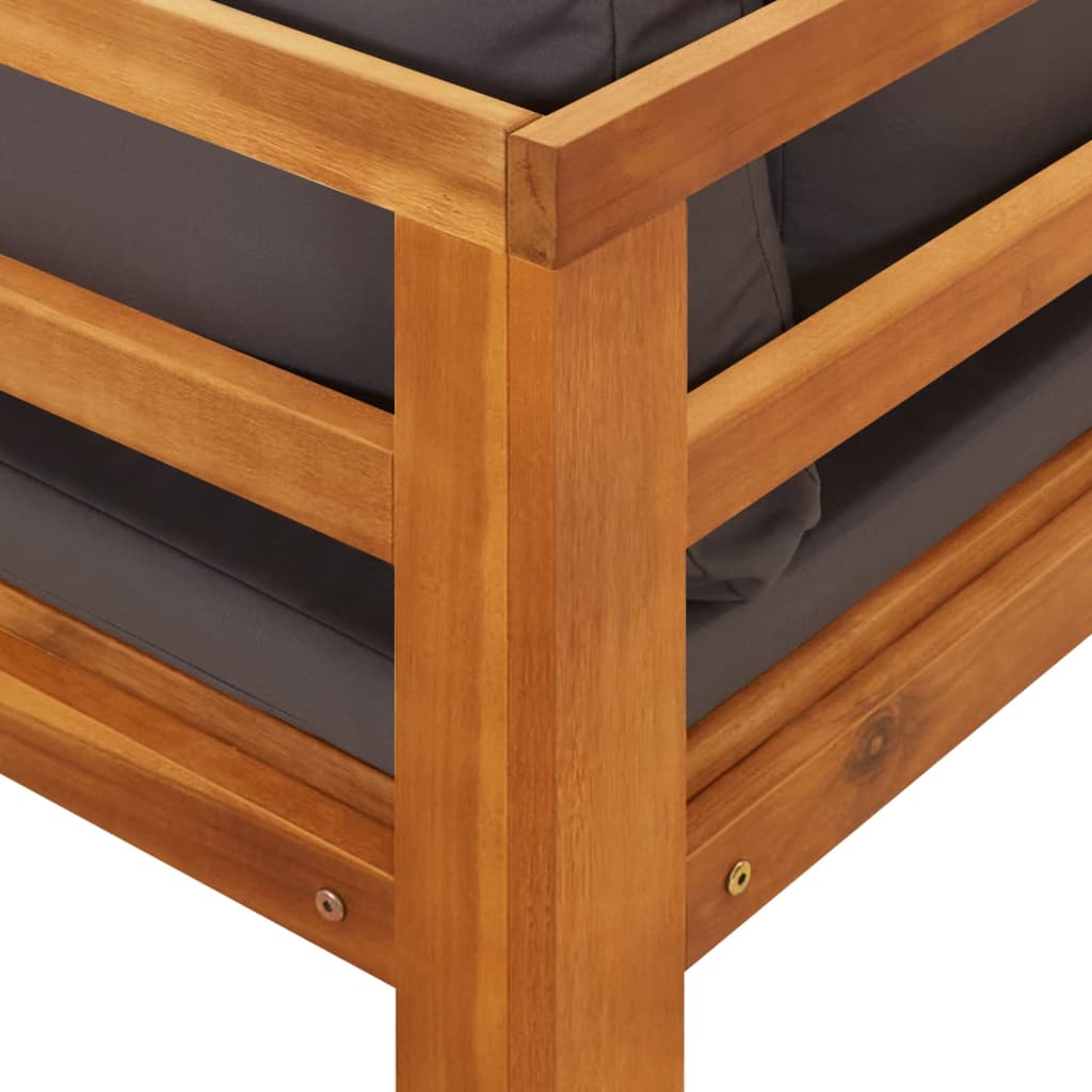 Pack de 2 bancos de jardín VidaXL 4 personas con cojines gris oscuro detalle madera
