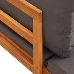 Pack de 2 bancos de jardín VidaXL 4 personas con cojines gris oscuro detalle cojín