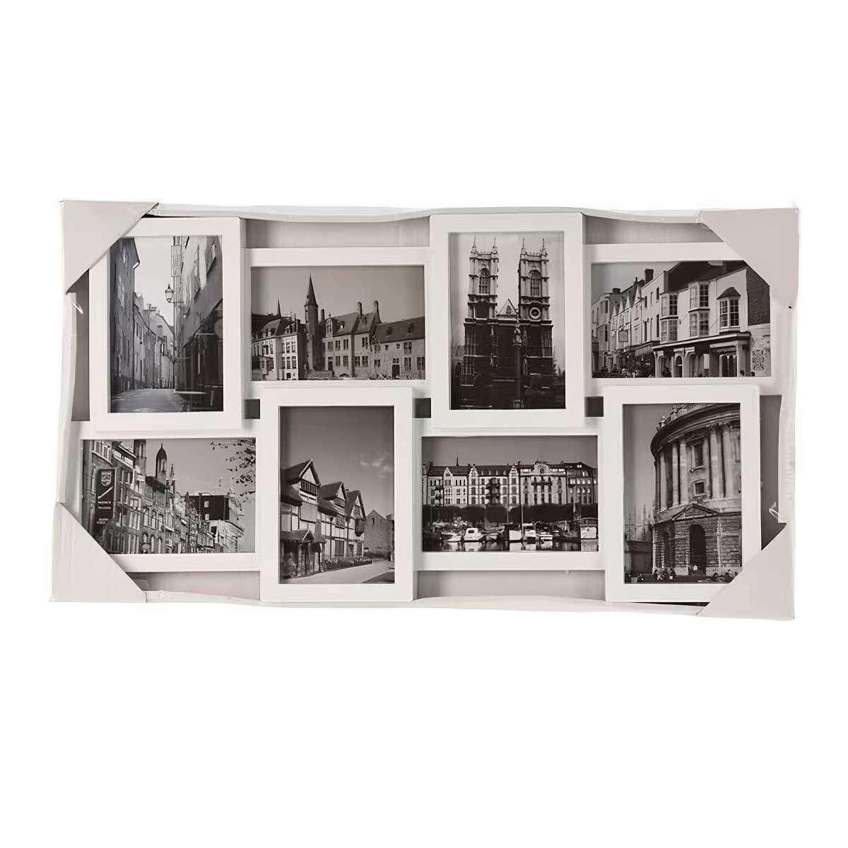 Portafotos Roma tipo collage 8 fotos 10x15 cm blanco detalle embalaje