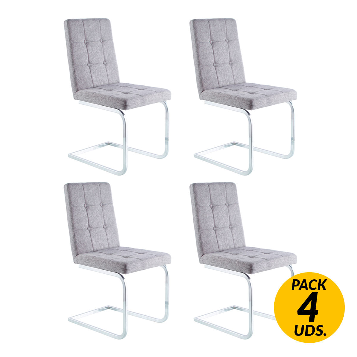 Pack de 4 sillas de comedor Vanity tejido gris