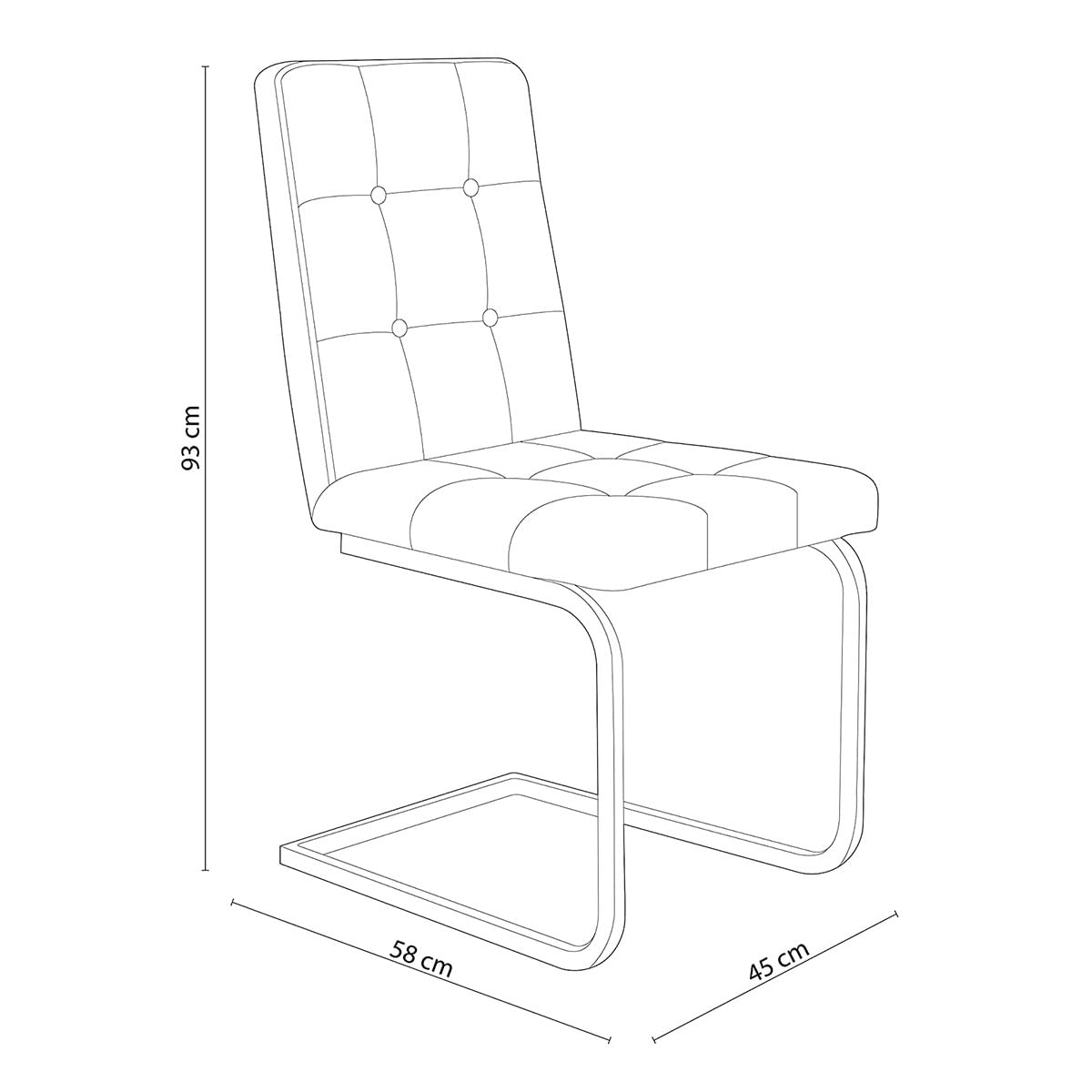 Pack de 4 sillas de comedor Vanity tejido gris medidas