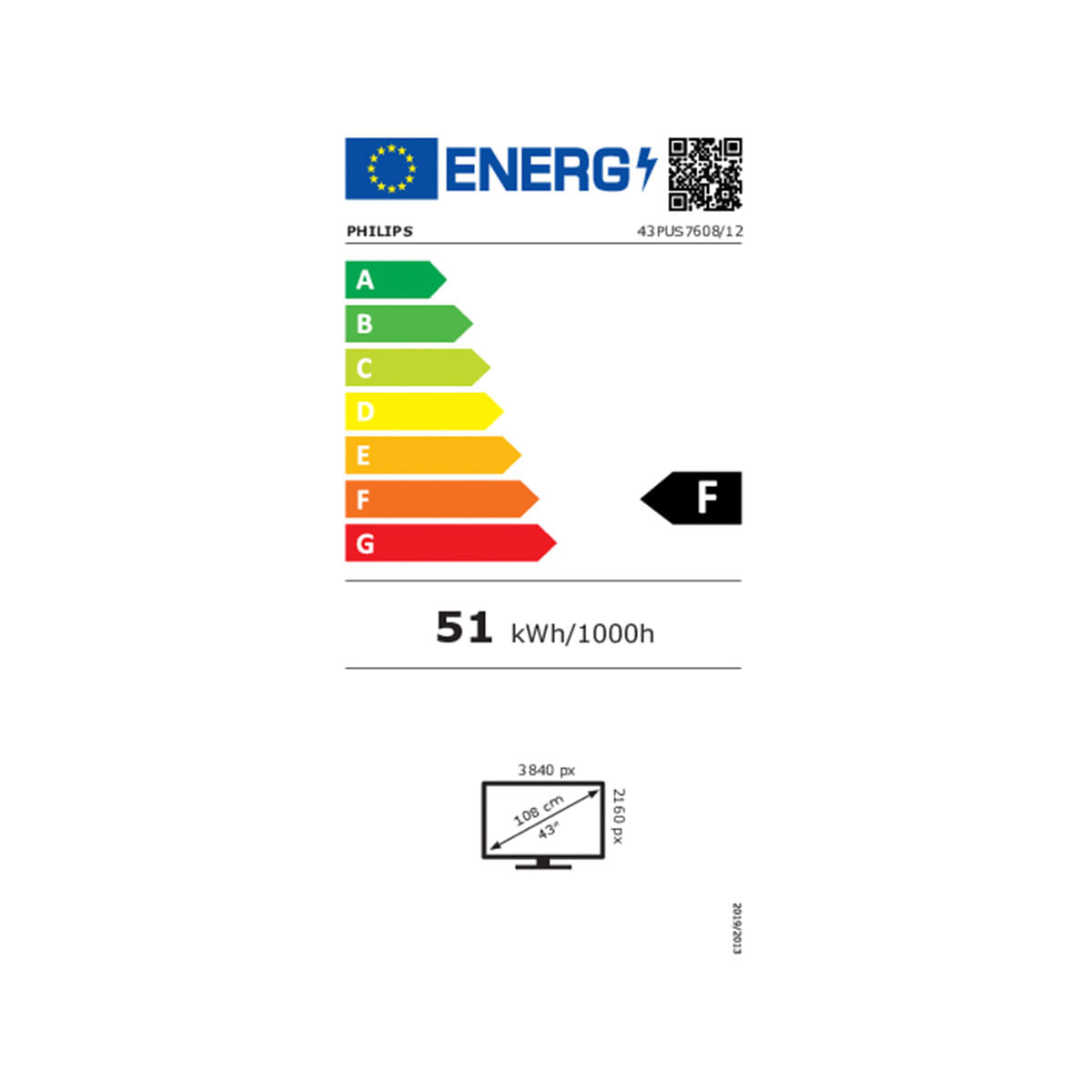 Televisor Smart TV Philips 43PUS7608 43'' 4K UHD WiFi Pixel Precise Ultra HD F negro eficiencia energética